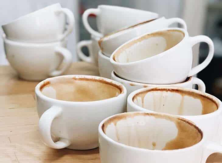 coffee cups in the shared office kitchen