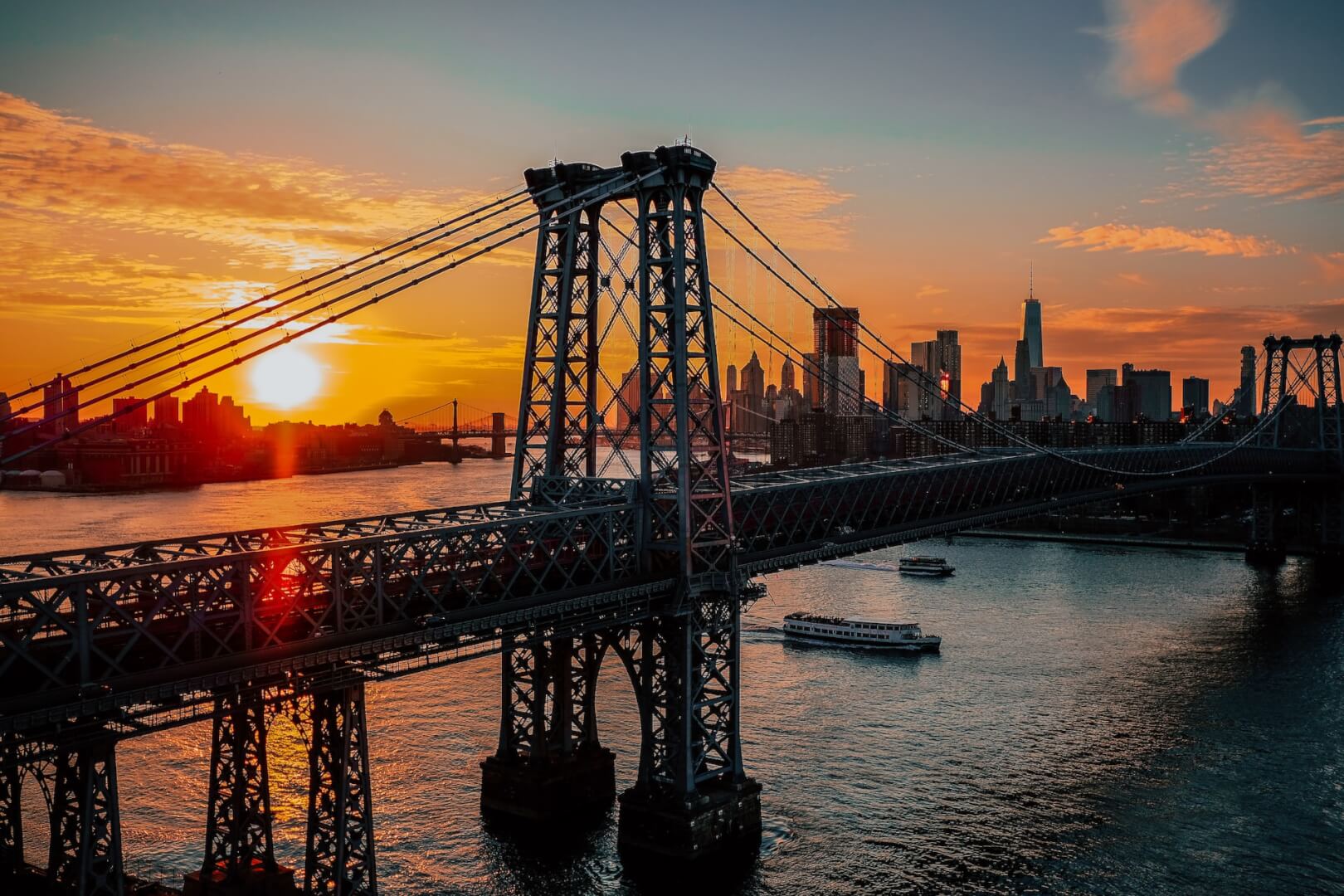 view of the Williamsburg Bridge and Manhattan skyline from the best New York City office location